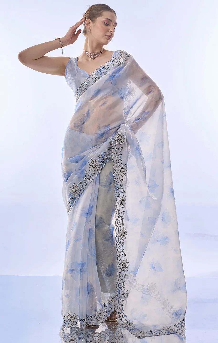 Designer Space Silk Saree with Sequins & Embroidery Magic