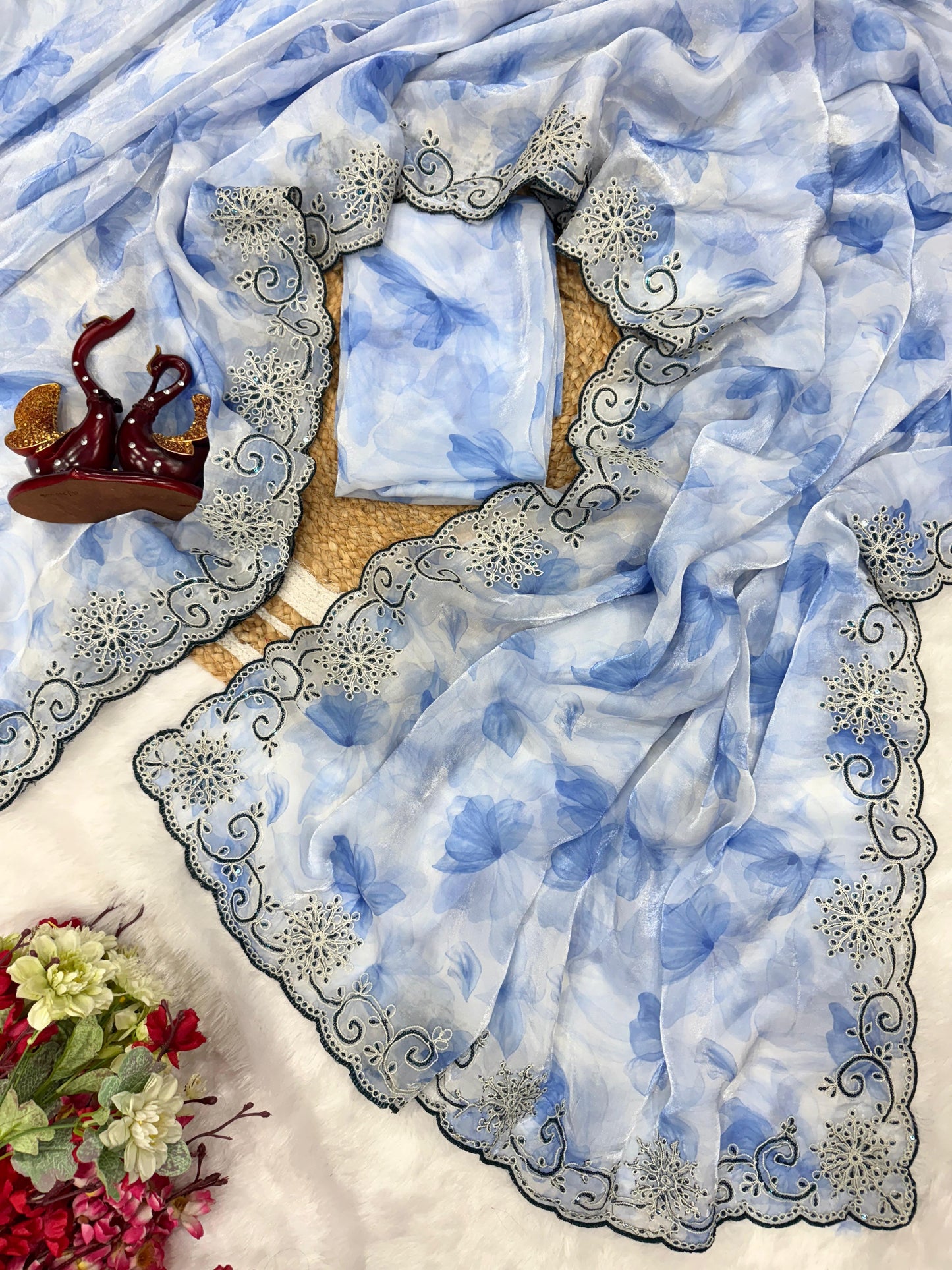 Designer Space Silk Saree with Sequins & Embroidery Magic