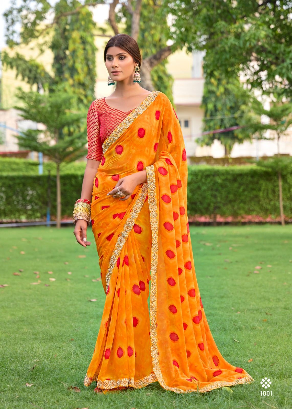 Premium Bandhan Weaving Blouse with Cutwork Embroidery