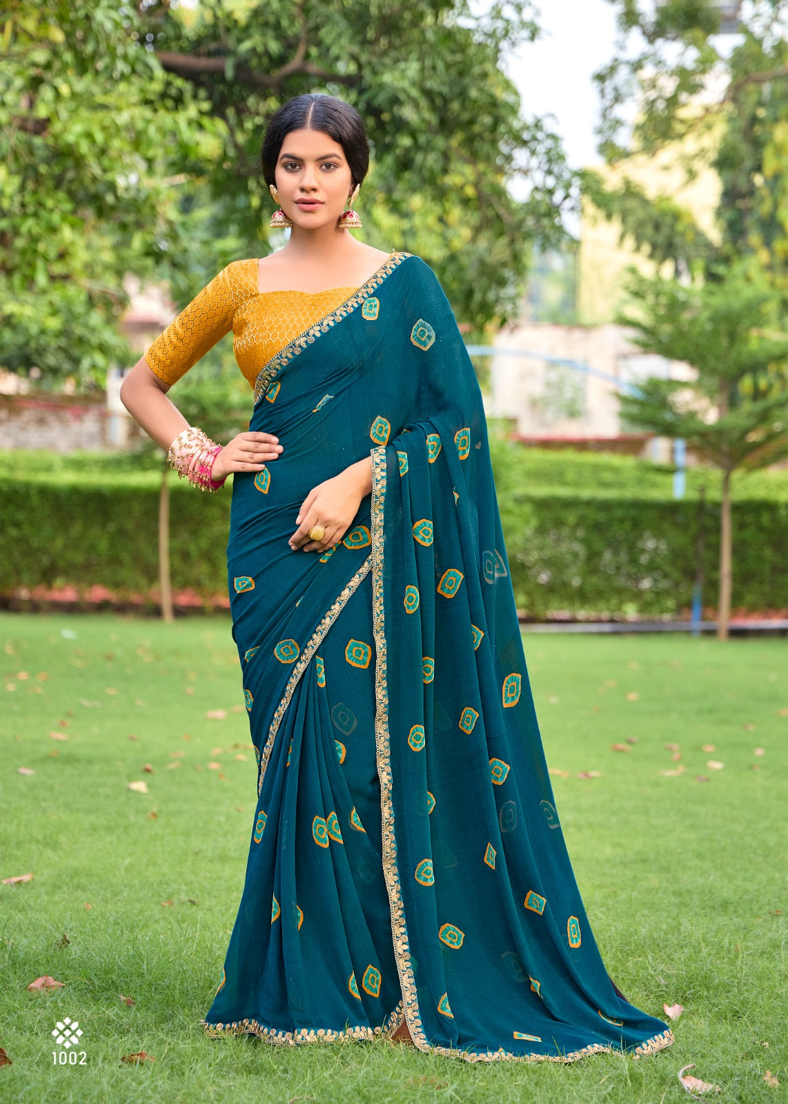 Premium Bandhan Weaving Blouse with Cutwork Embroidery