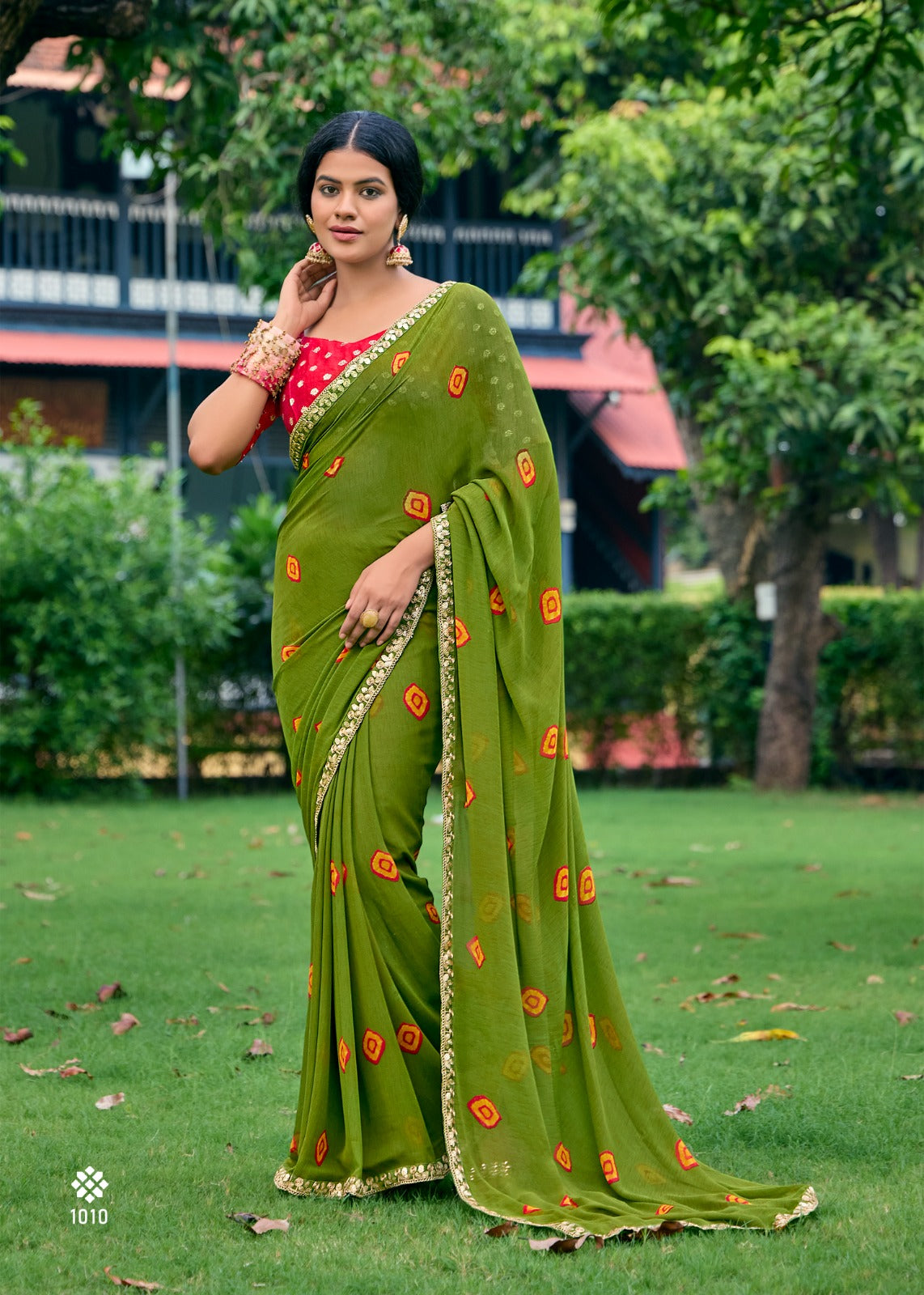 Premium Bandhan Weaving Blouse with Cutwork Embroidery