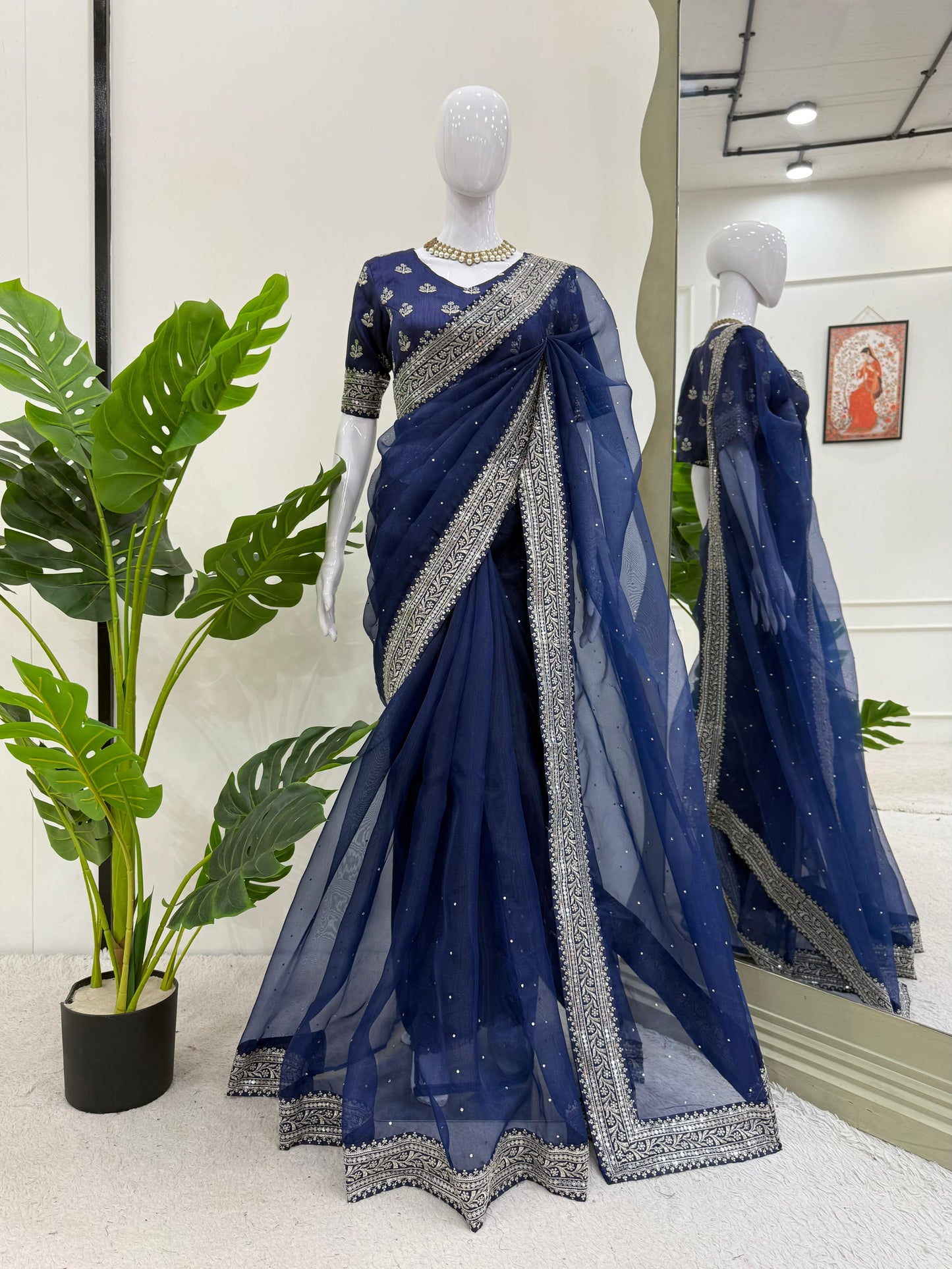 Premium Designer Saree on Heavy Organza Silk with LCD Diamond Work