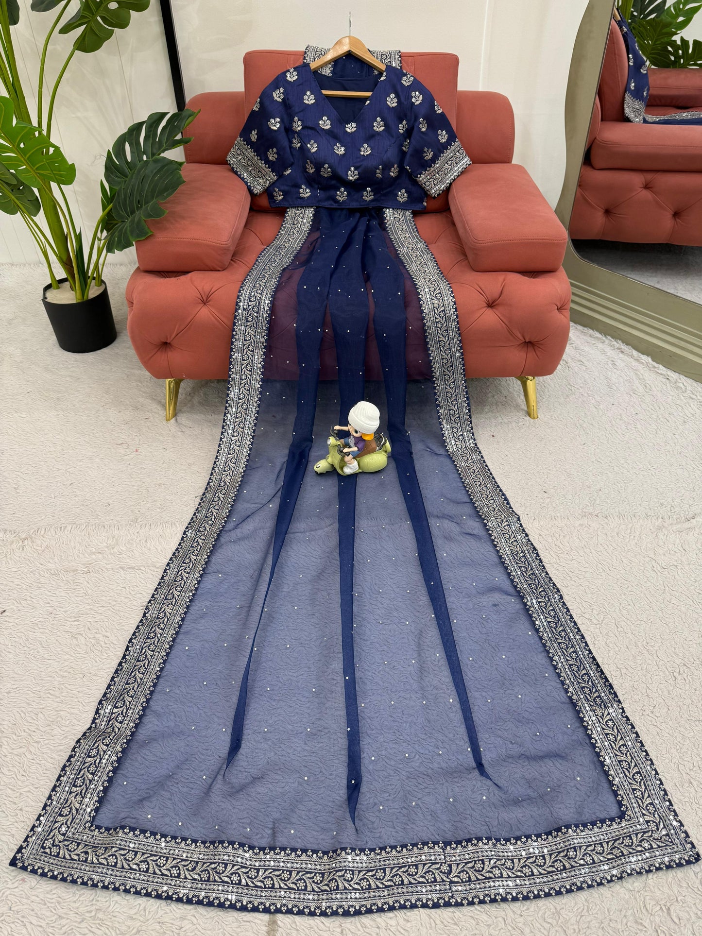Premium Designer Saree on Heavy Organza Silk with LCD Diamond Work