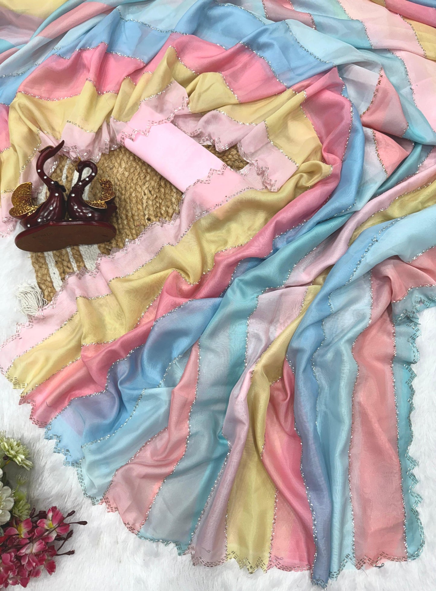 Premium Tebby Silk Diamond Work Saree with Satin Blouse