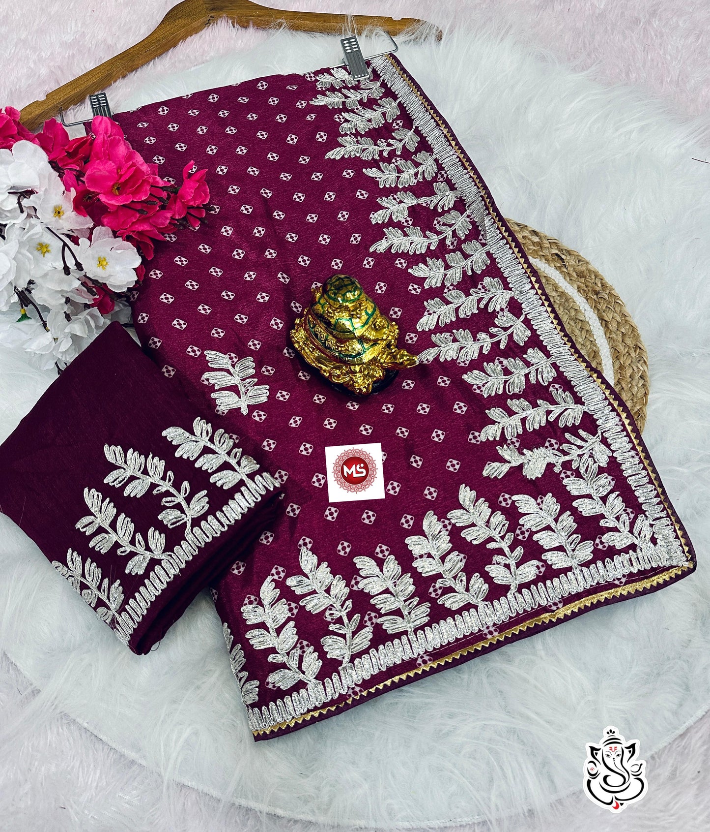 Graceful Bandhani Chinon Silk Saree A Blend of Tradition & Elegance