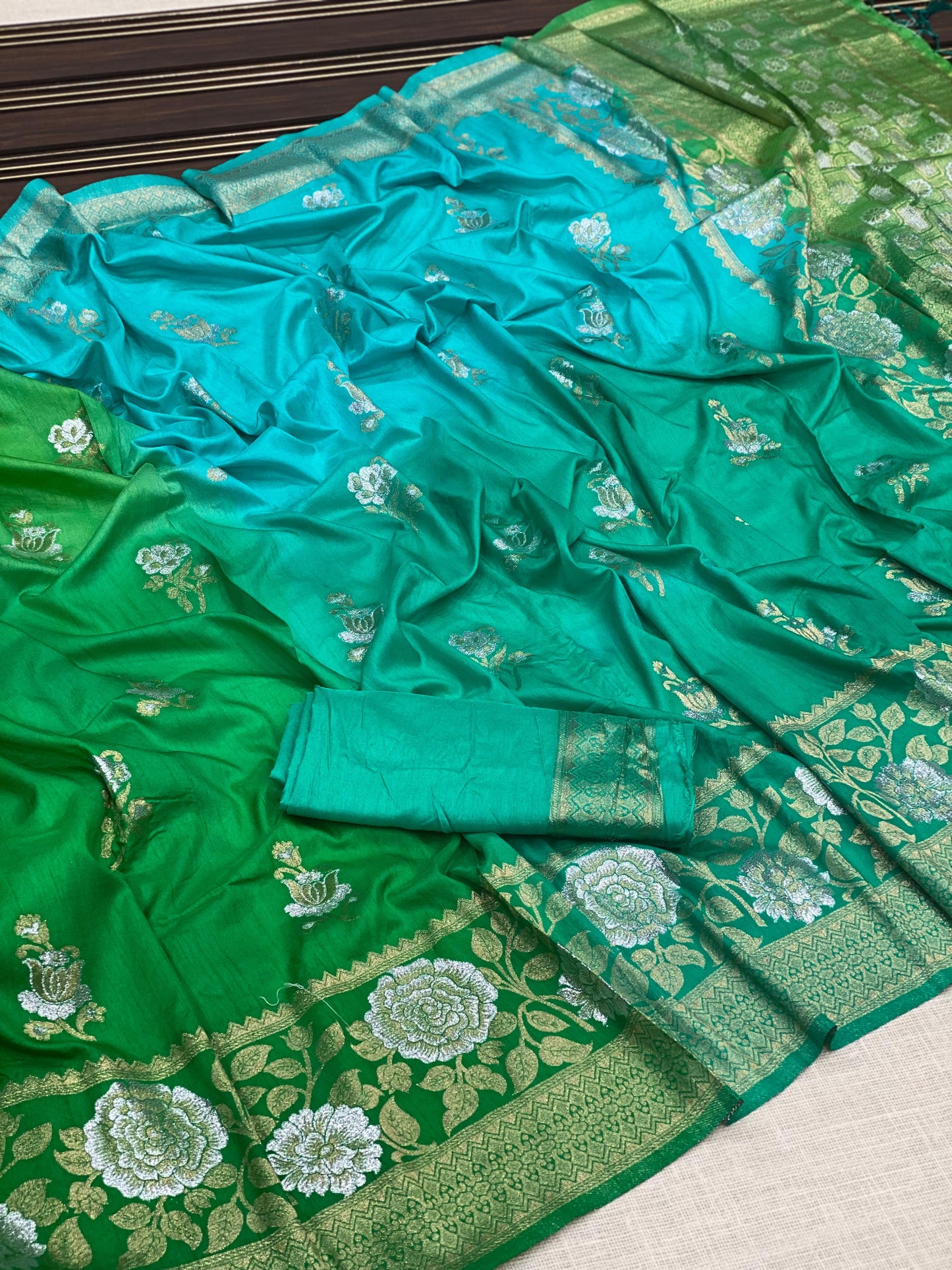 Premium Pure Dola Silk Saree with Real Zari & Badla Weaving