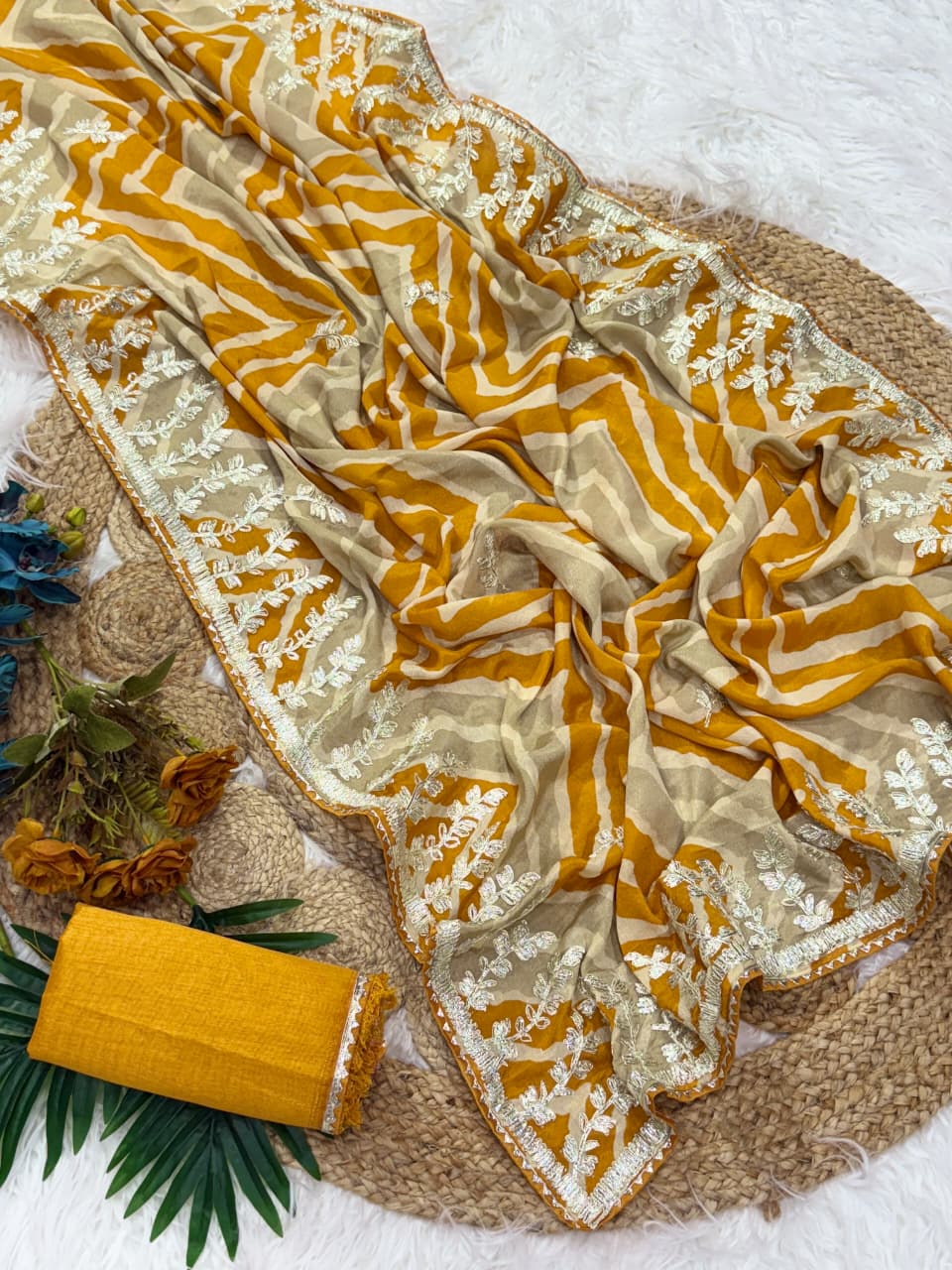 Premium Leheriya Charm Saree in Chinnon Silk