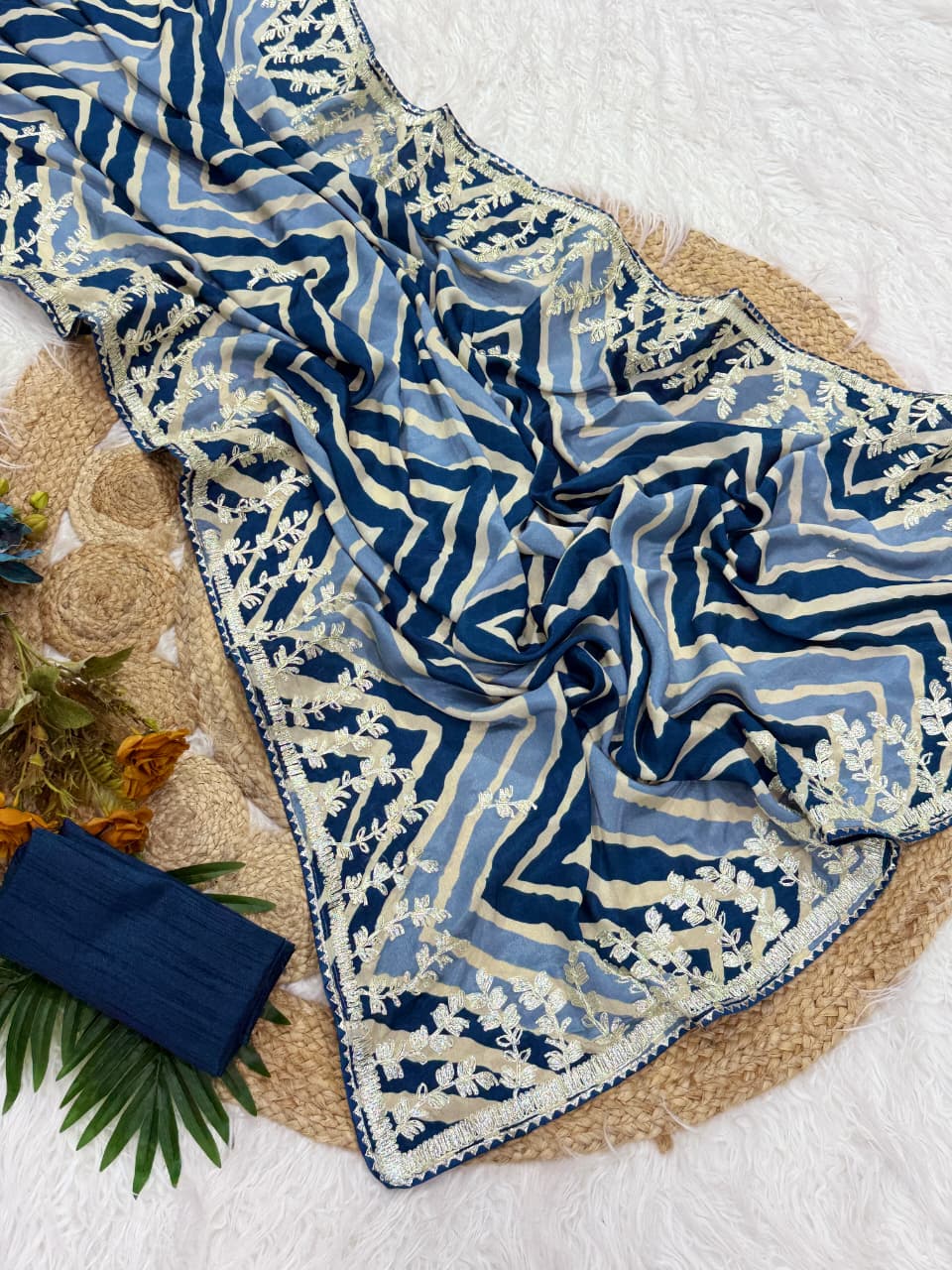 Premium Leheriya Charm Saree in Chinnon Silk