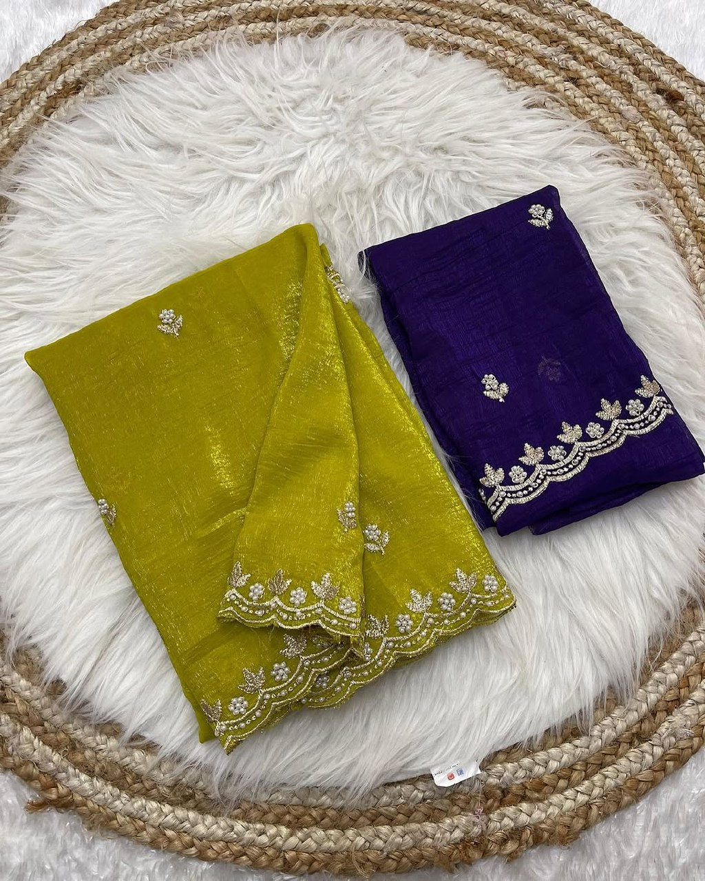 Premium Pure Soft Crunchy Saree with All-Over Handwork & Satin Blouse