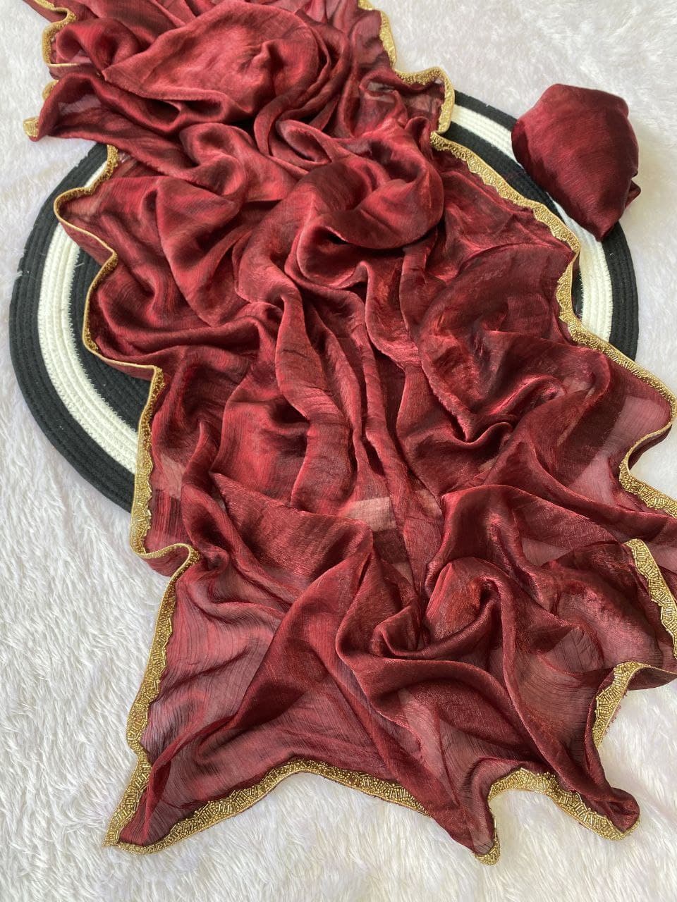 SOFT CHIFFON DESIGNER SAREE with handwork border