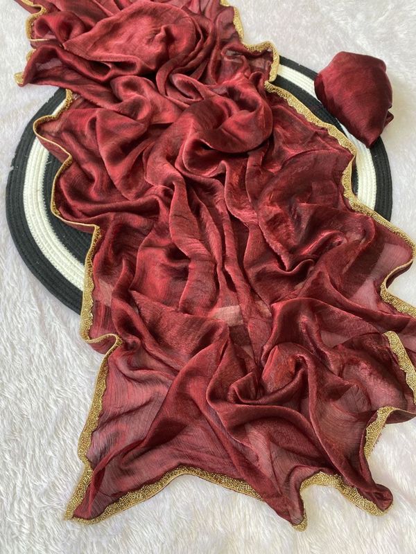 SOFT CHIFFON DESIGNER SAREE with handwork border