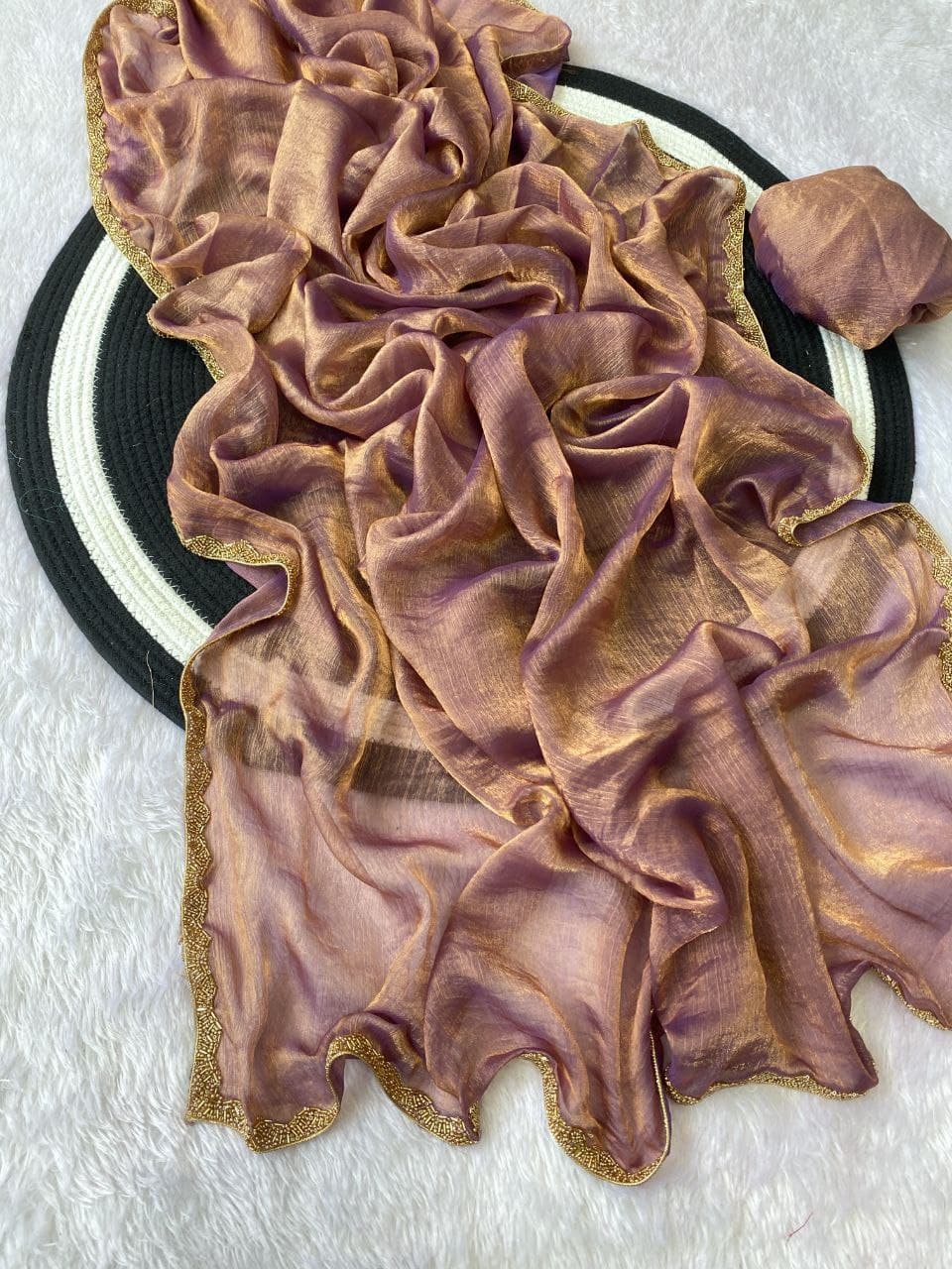 SOFT CHIFFON DESIGNER SAREE with handwork border