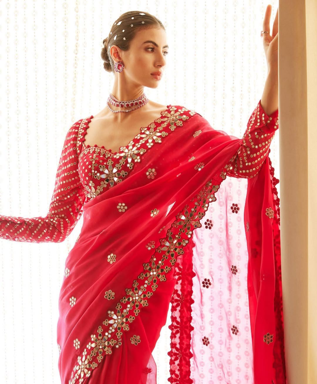 Faux Georgette Bollywood BlockBuster Orignal Mirror Design