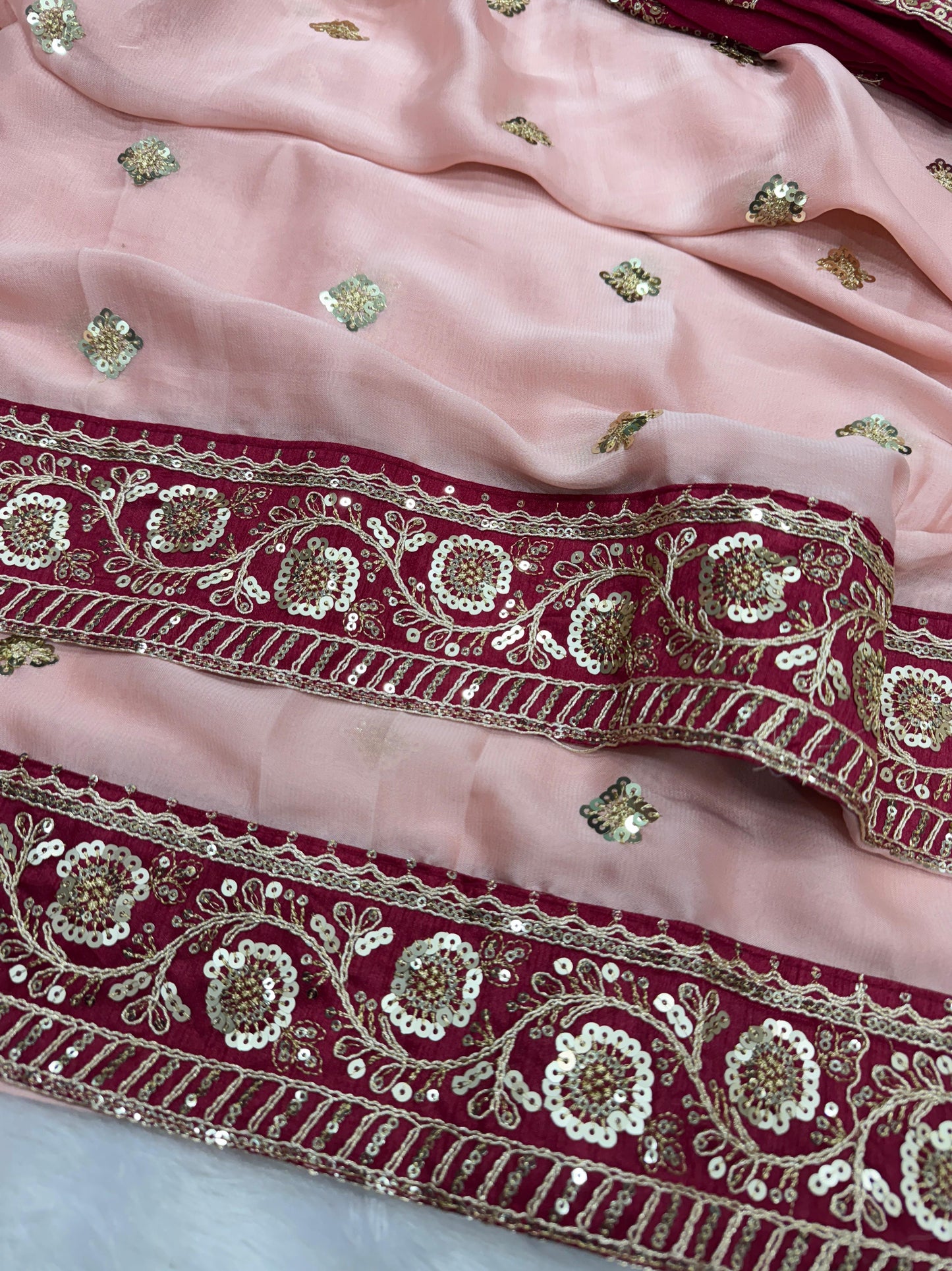 Premium Soft Rangoli Silk Saree with Sequins & Dori Embroidery Work