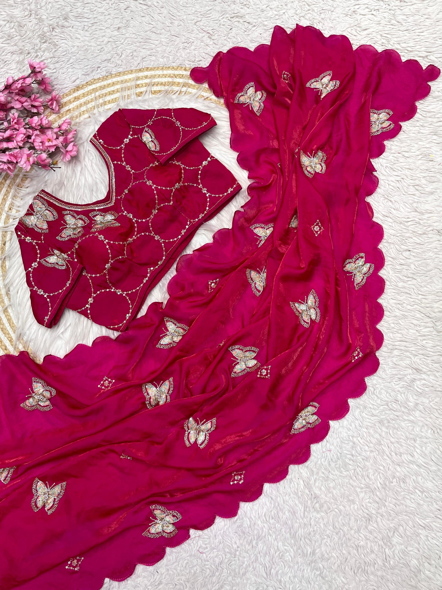 Premium Fandy Satin Blouse with Exquisite Khatli Brits Work