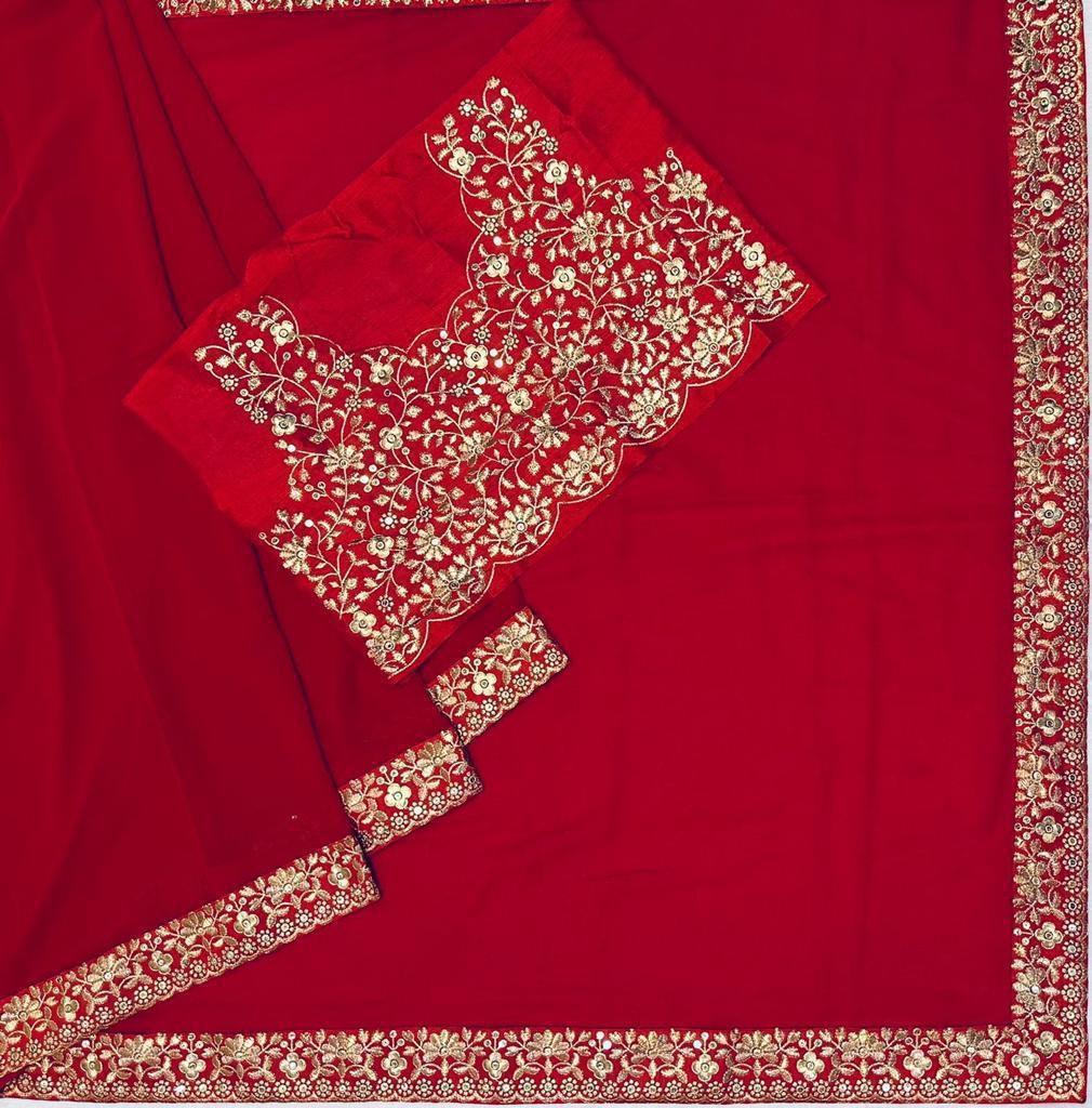 Premium Embroidered Georgette Saree with Zari & Sequin