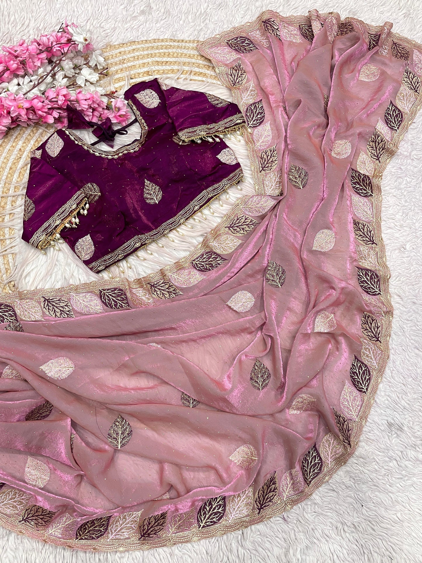 Premium Fendy C-Pallu Satin Designer Saree