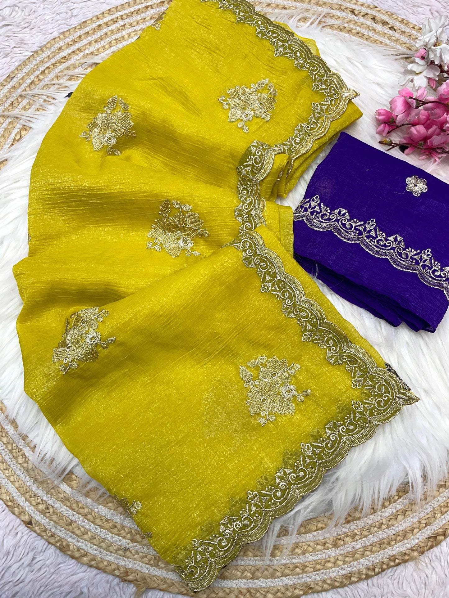 Elegant Soft Carnchy Chiffon Saree