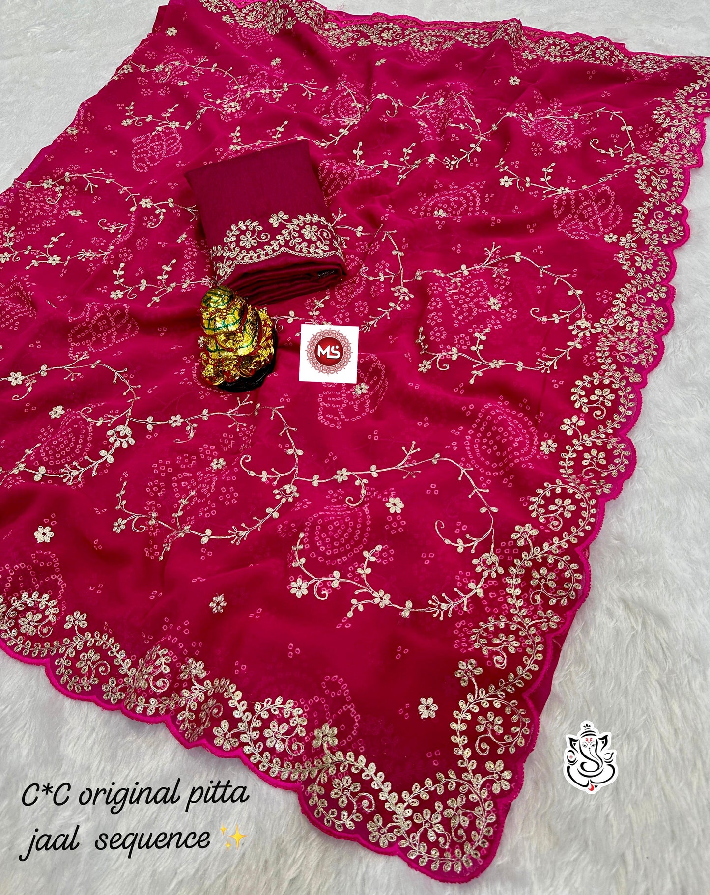 Premium C*C Special Bhandej Pattern Georgette Silk Saree