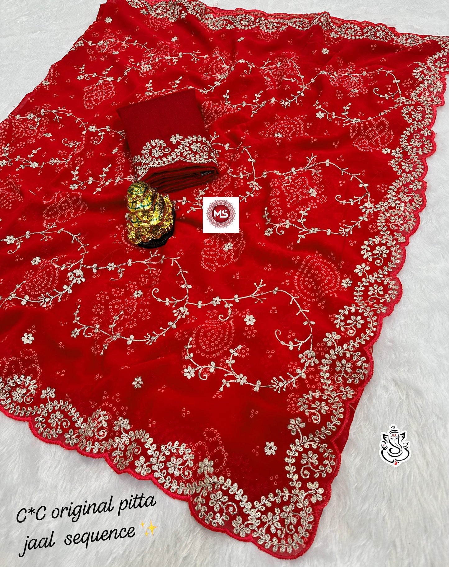 Premium C*C Special Bhandej Pattern Georgette Silk Saree