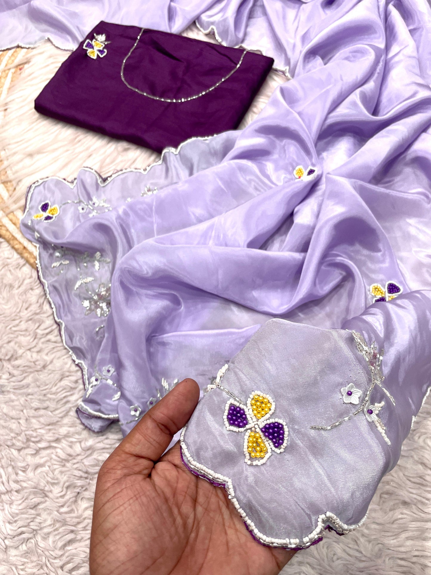 Premium H.O. Silk Saree with Handcrafted Khatli Work