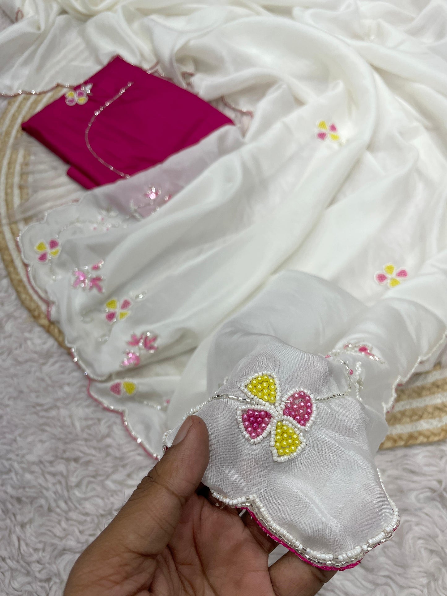 Premium H.O. Silk Saree with Handcrafted Khatli Work