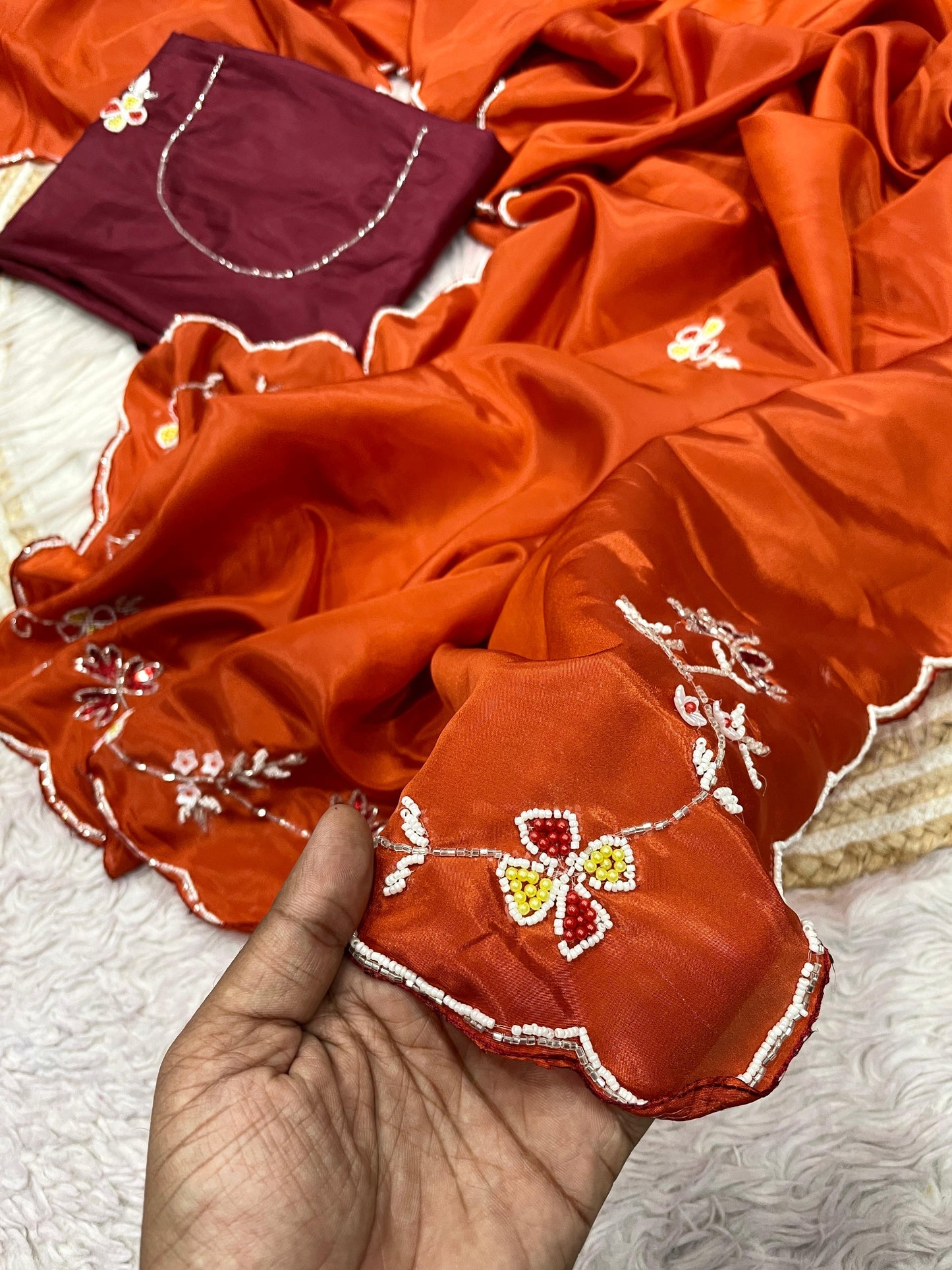 Premium H.O. Silk Saree with Handcrafted Khatli Work