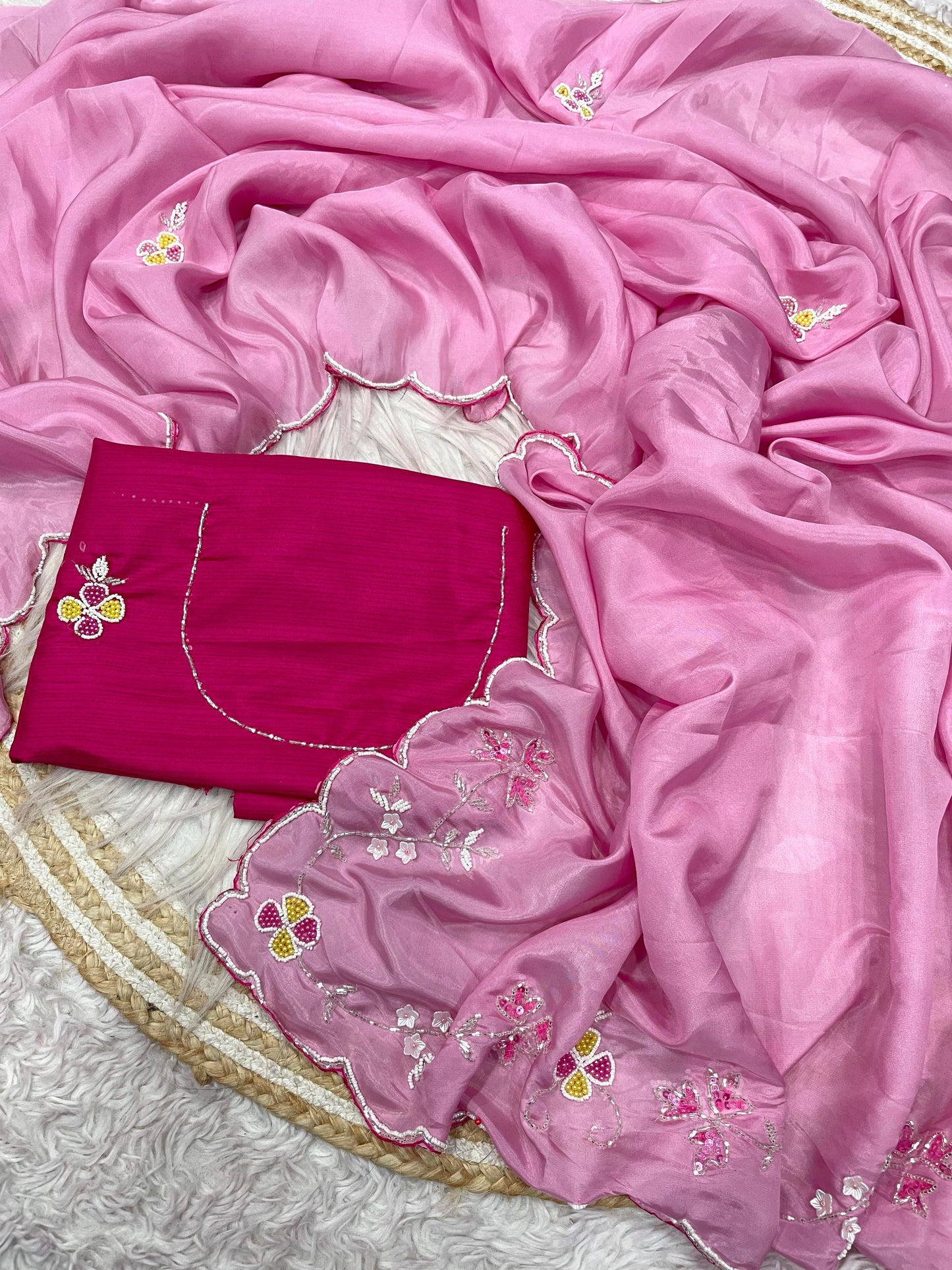 Premium H.O. Silk Saree with Handcrafted Khatli Work