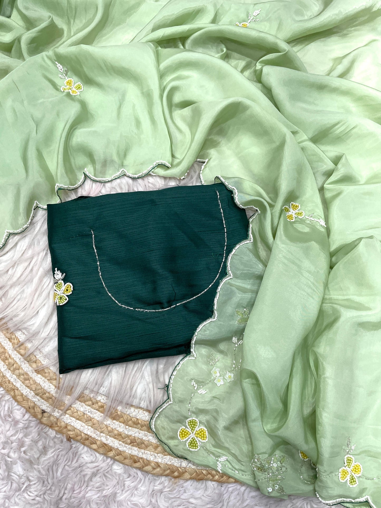Premium H.O. Silk Saree with Handcrafted Khatli Work