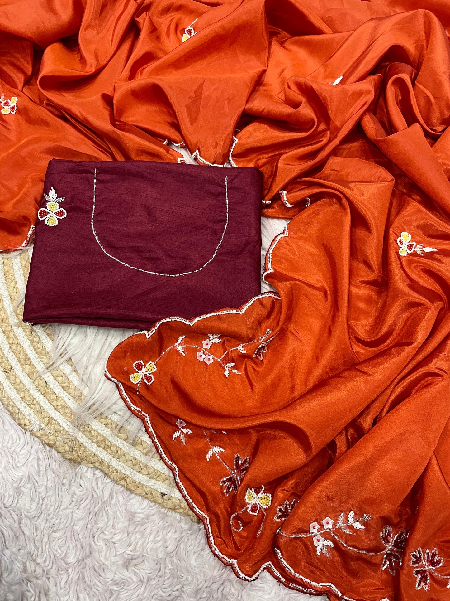 Premium H.O. Silk Saree with Handcrafted Khatli Work