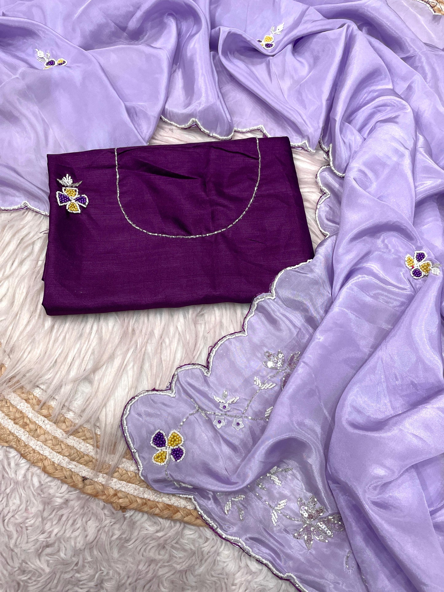 Premium H.O. Silk Saree with Handcrafted Khatli Work