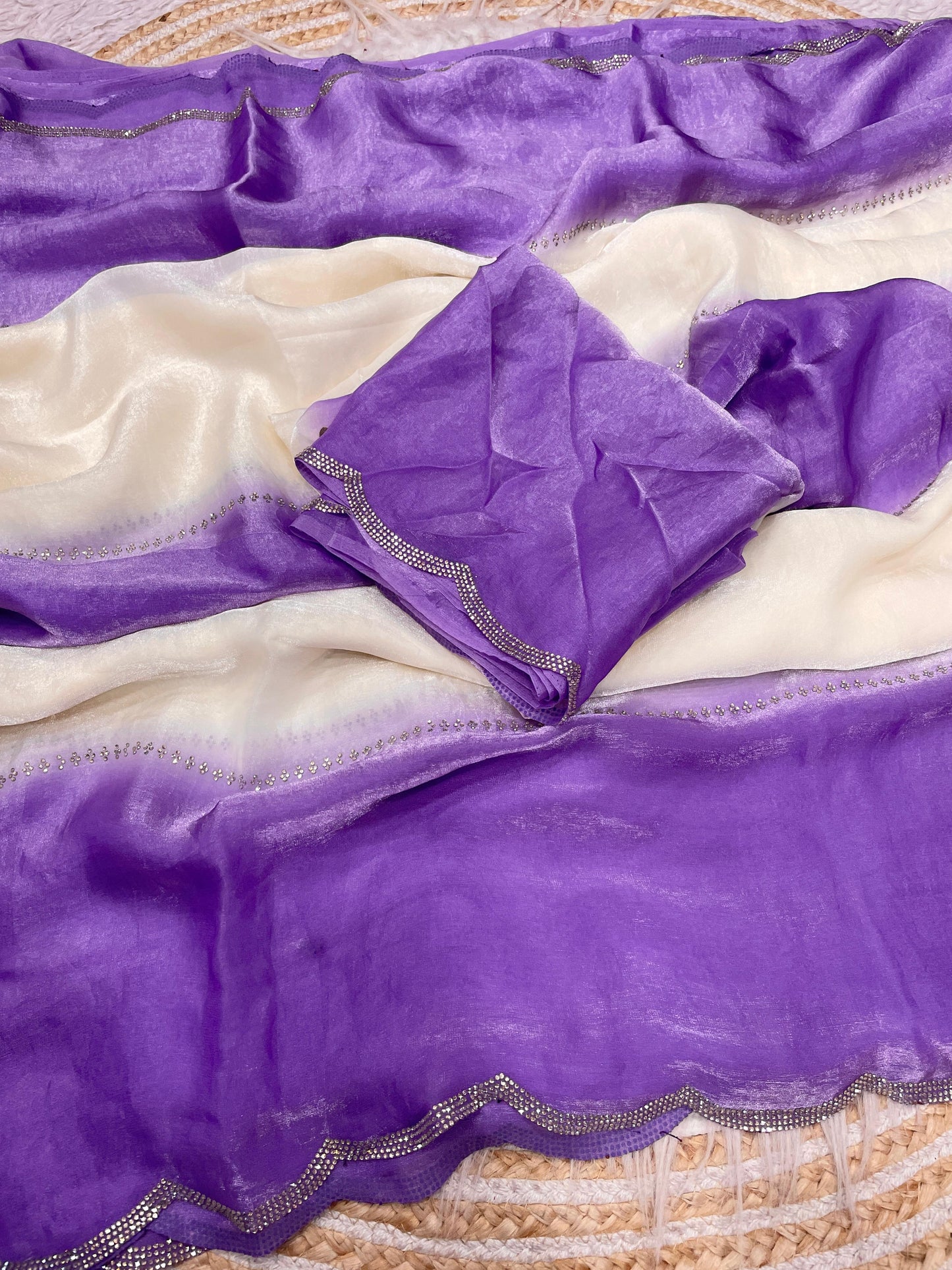 Elegant Fandy Satin Saree with Jarkan Work