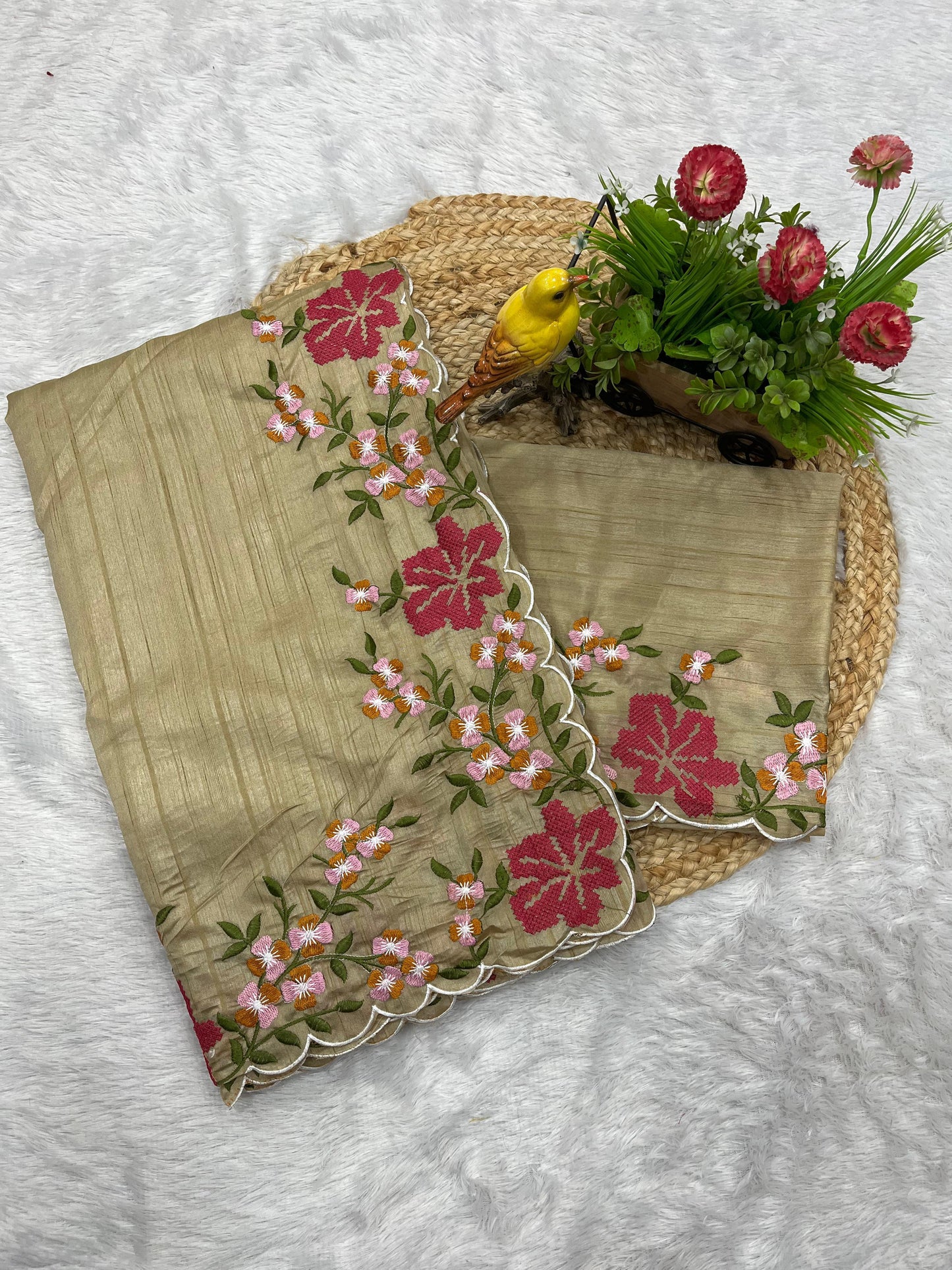 Premium Pure Manipuri Silk Saree with Multi-Color Thread Work