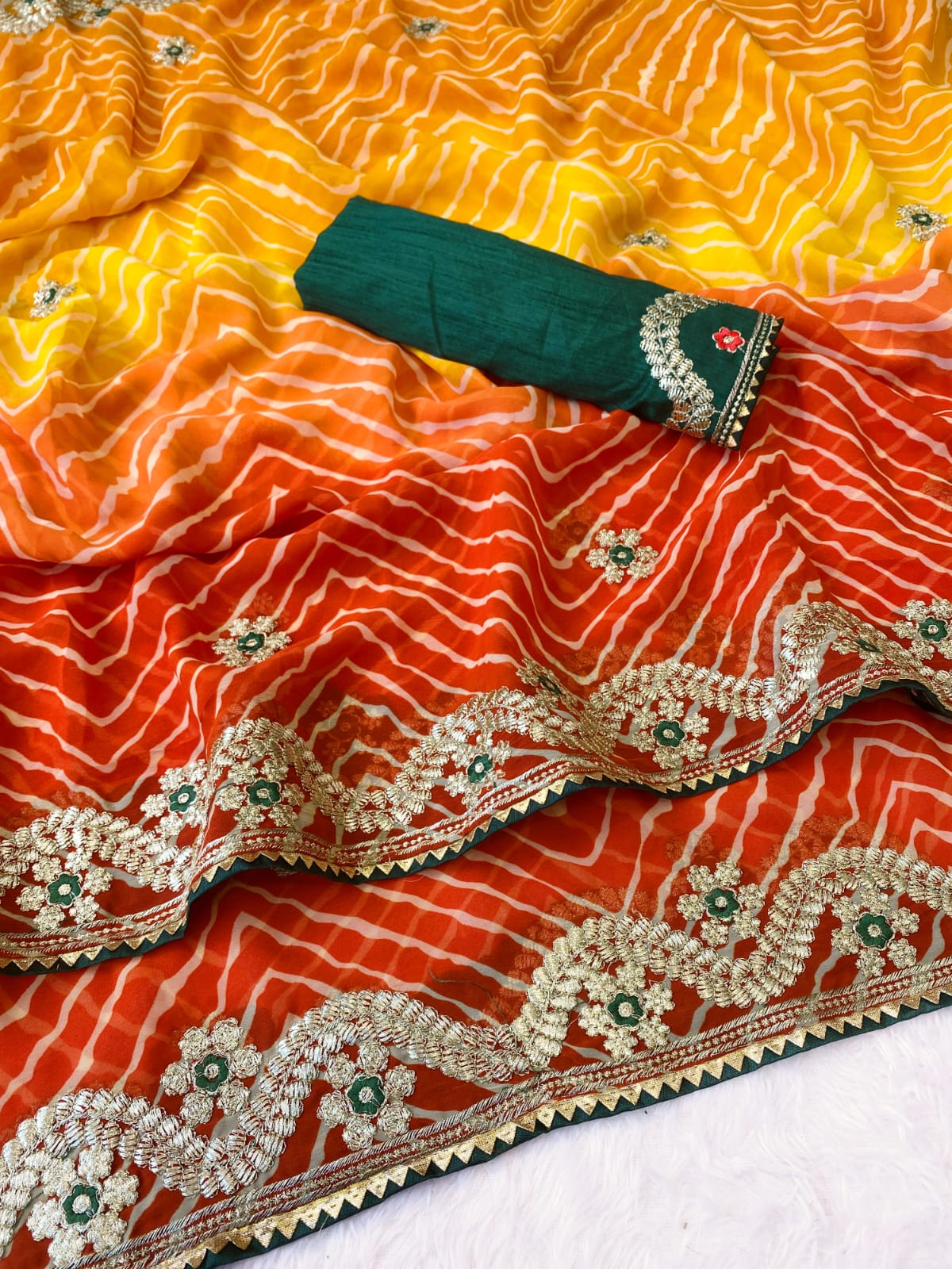 Premium Georgette Leheriya Bandhani Saree