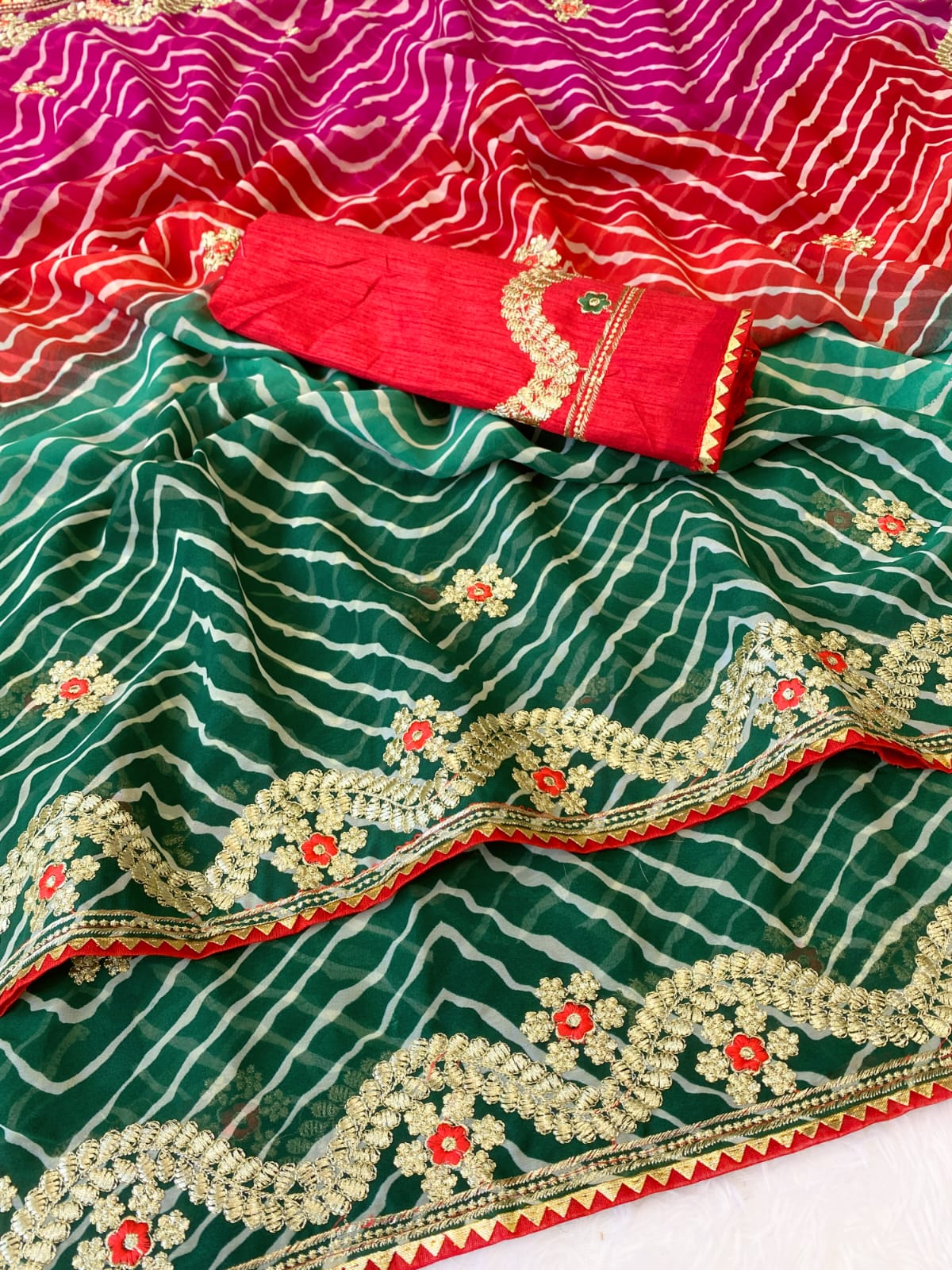 Premium Georgette Leheriya Bandhani Saree