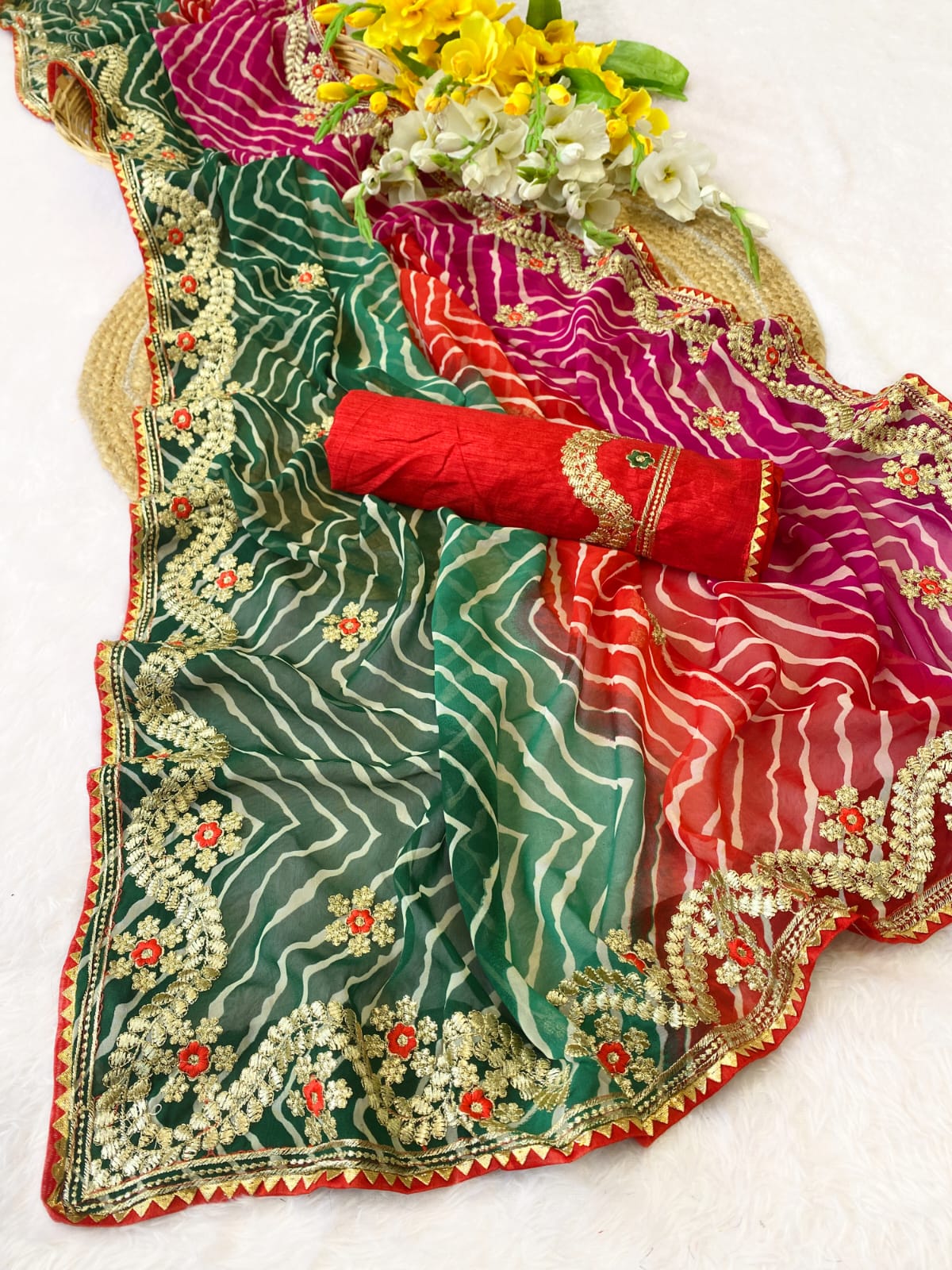 Premium Georgette Leheriya Bandhani Saree