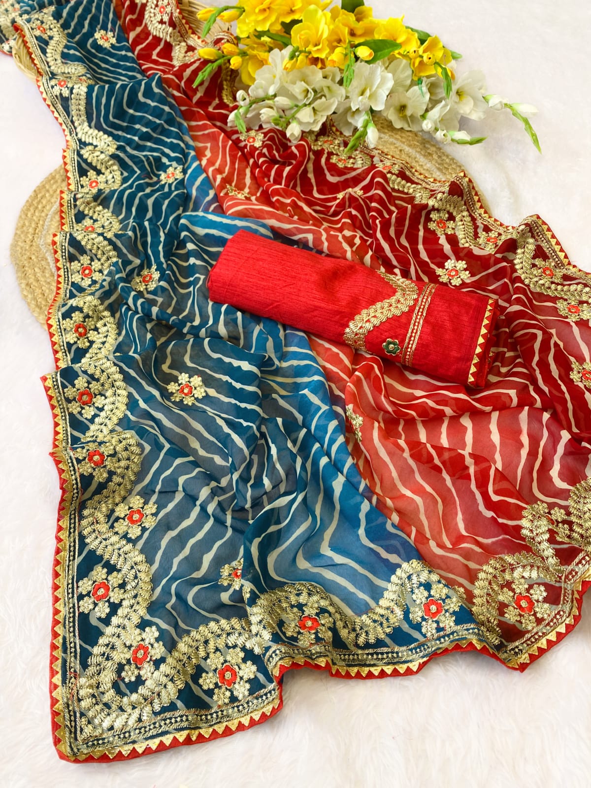 Premium Georgette Leheriya Bandhani Saree