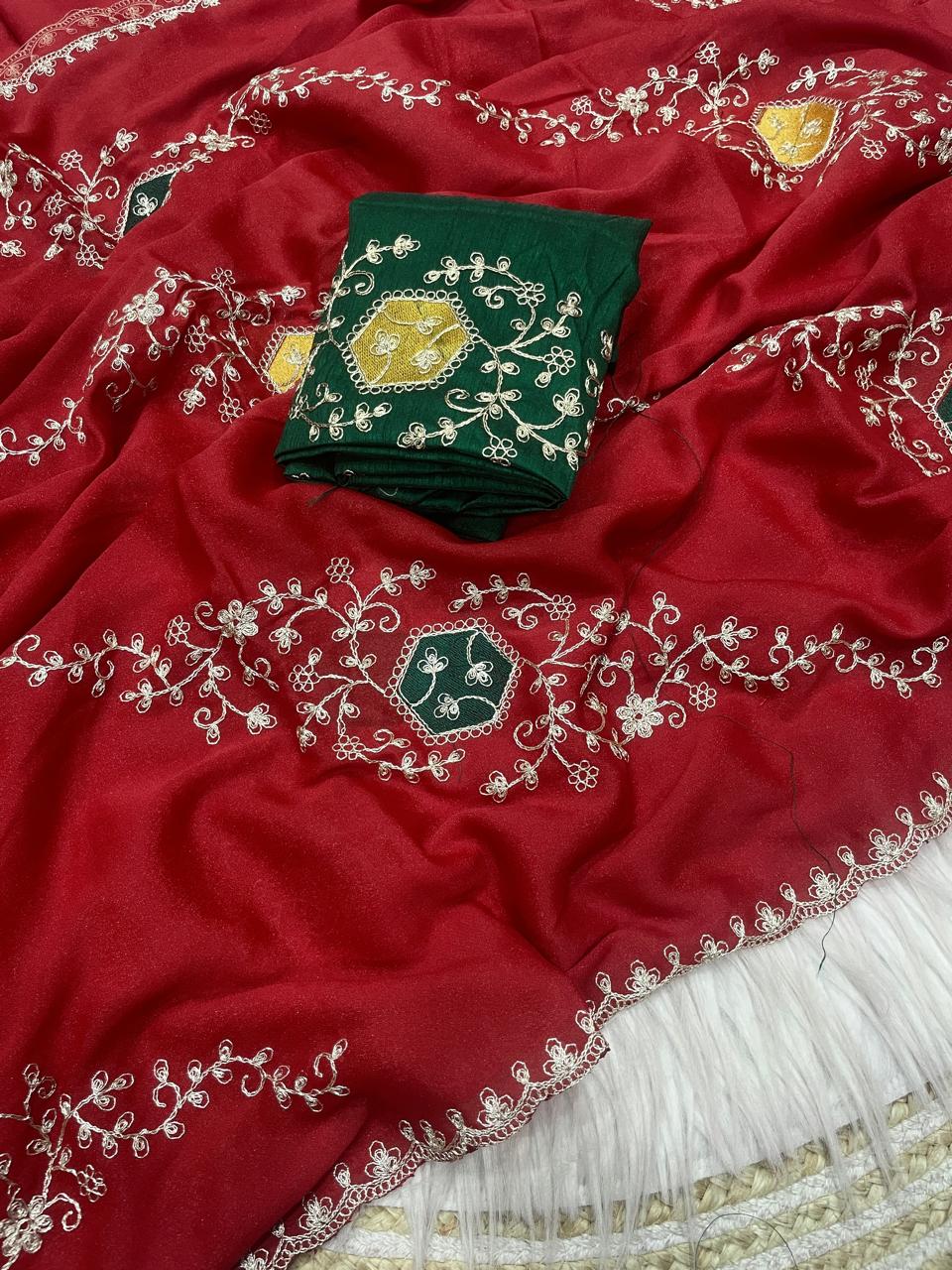 Premium Blooming Chocolate Silk Saree