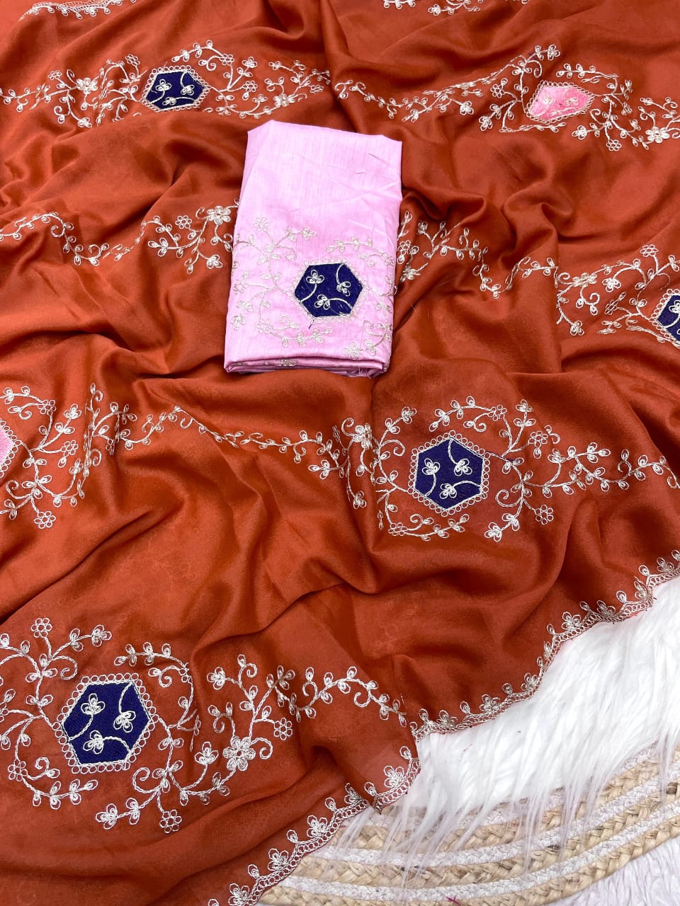 Premium Blooming Chocolate Silk Saree