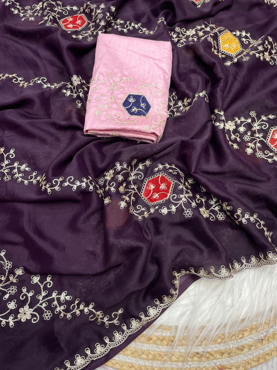 Premium Blooming Chocolate Silk Saree
