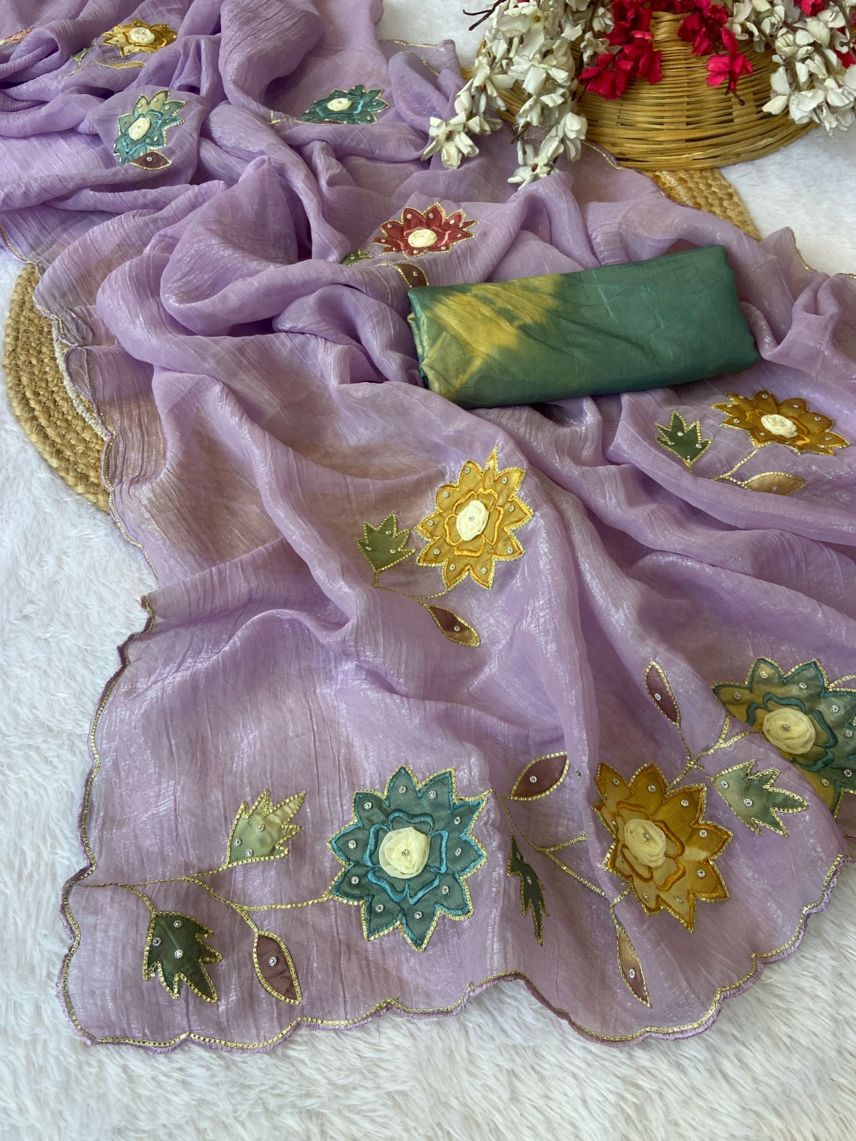 Premium Crunchy Fabric Designer Saree