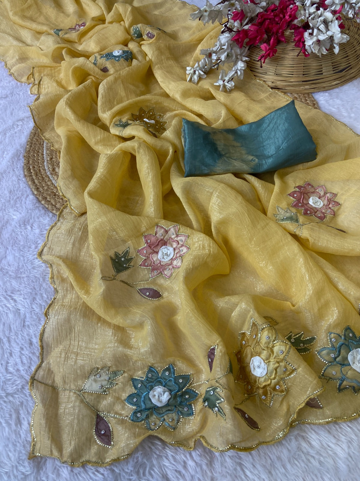 Premium Crunchy Fabric Designer Saree