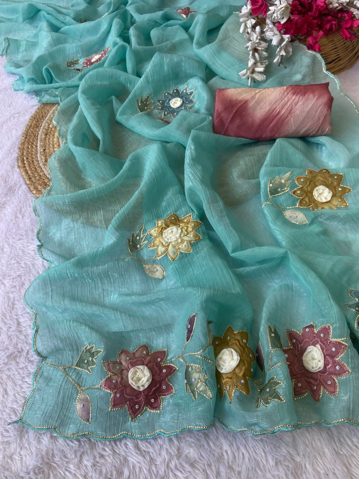 Premium Crunchy Fabric Designer Saree
