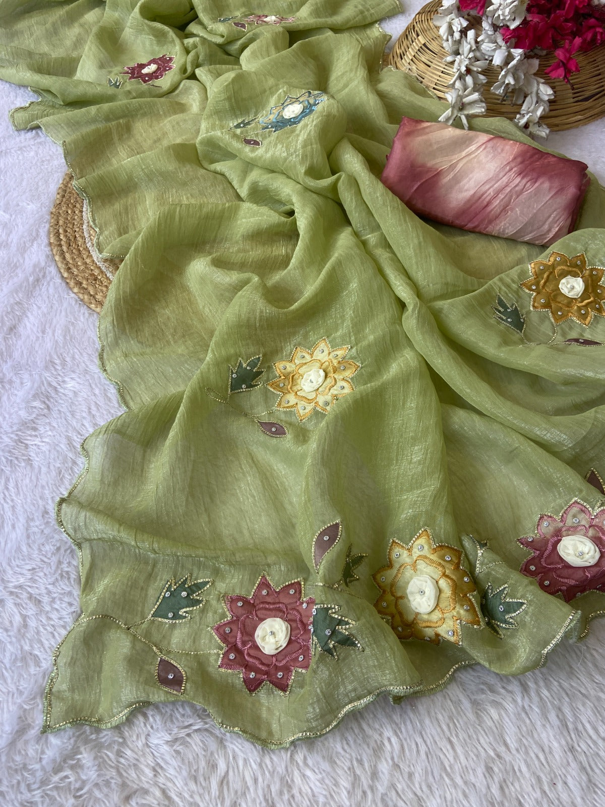 Premium Crunchy Fabric Designer Saree
