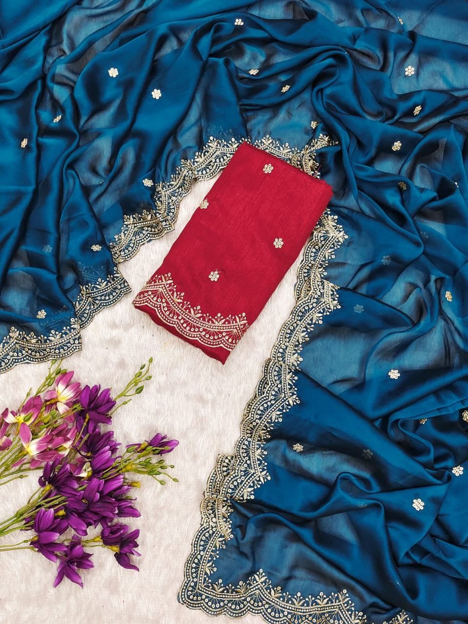Elegant Black Rangoli Chiffon Saree