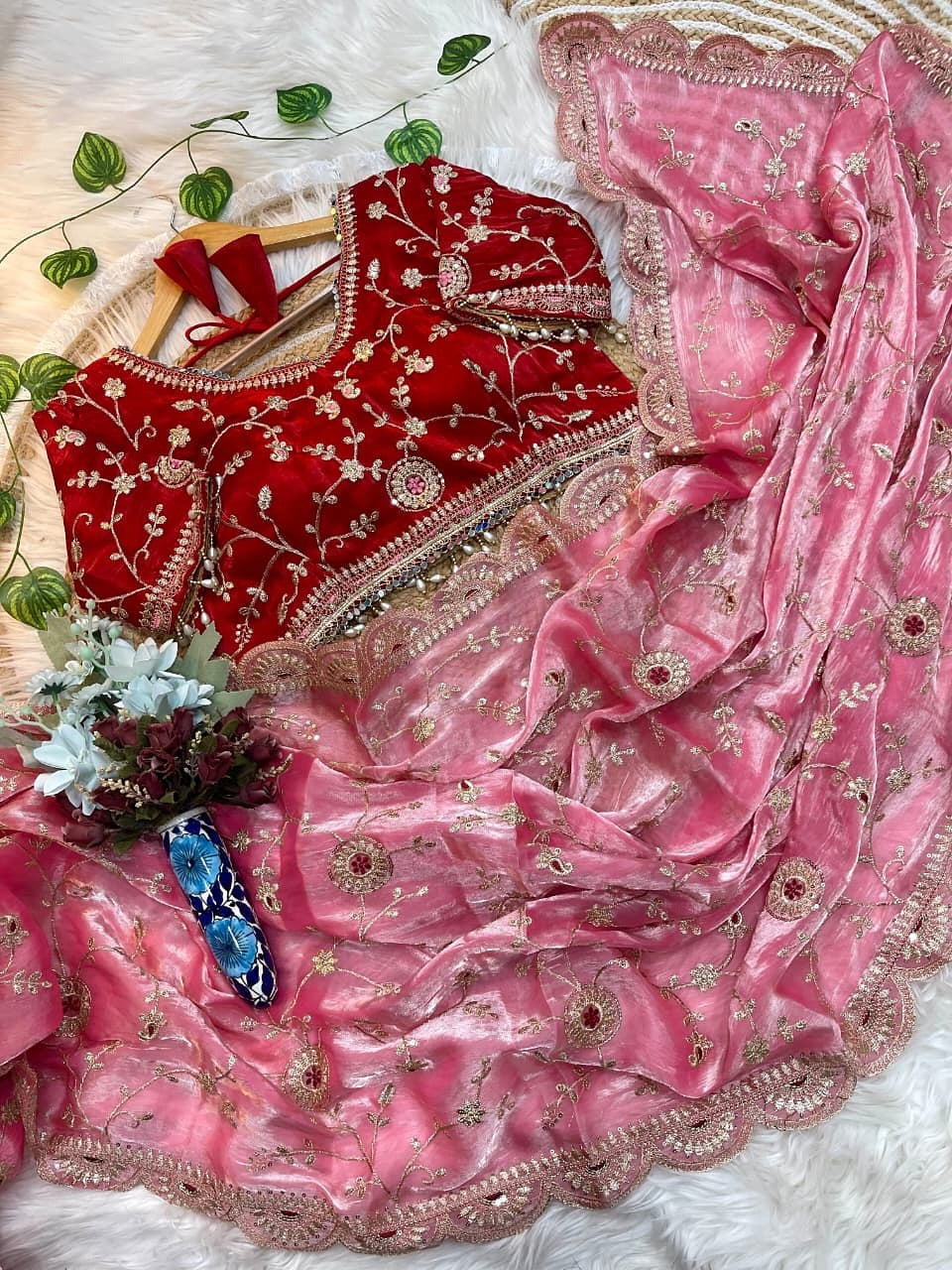 Premium Fendy Satin Saree with 3mm Sequence Embroidery & Heavy Border