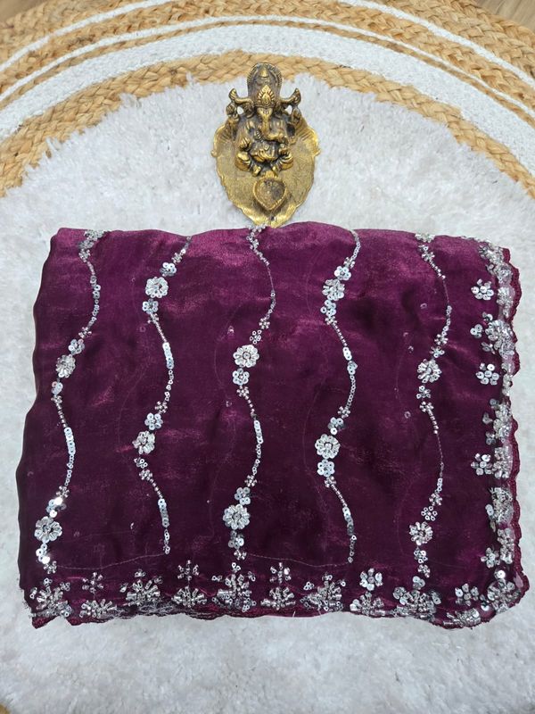 Premium Space Silk Saree with Original Beads Work