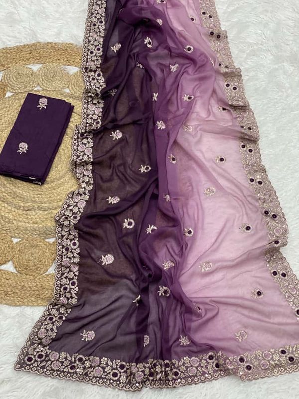 Designer Chocolate Padded Saree with Resham–Jari