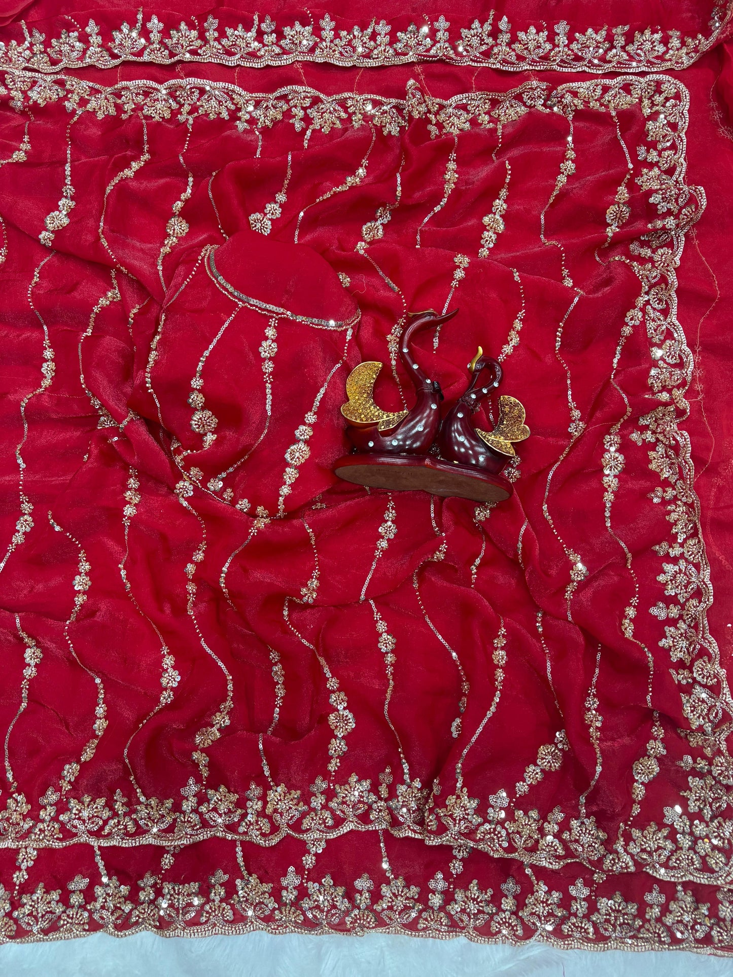 luxurious Space Silk Saree with Original Beads Work