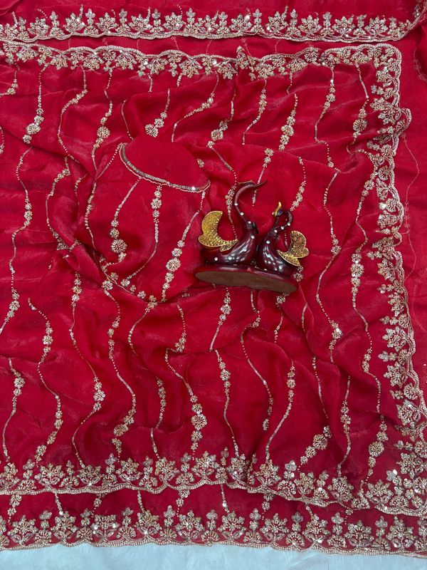 luxurious Space Silk Saree with Original Beads Work
